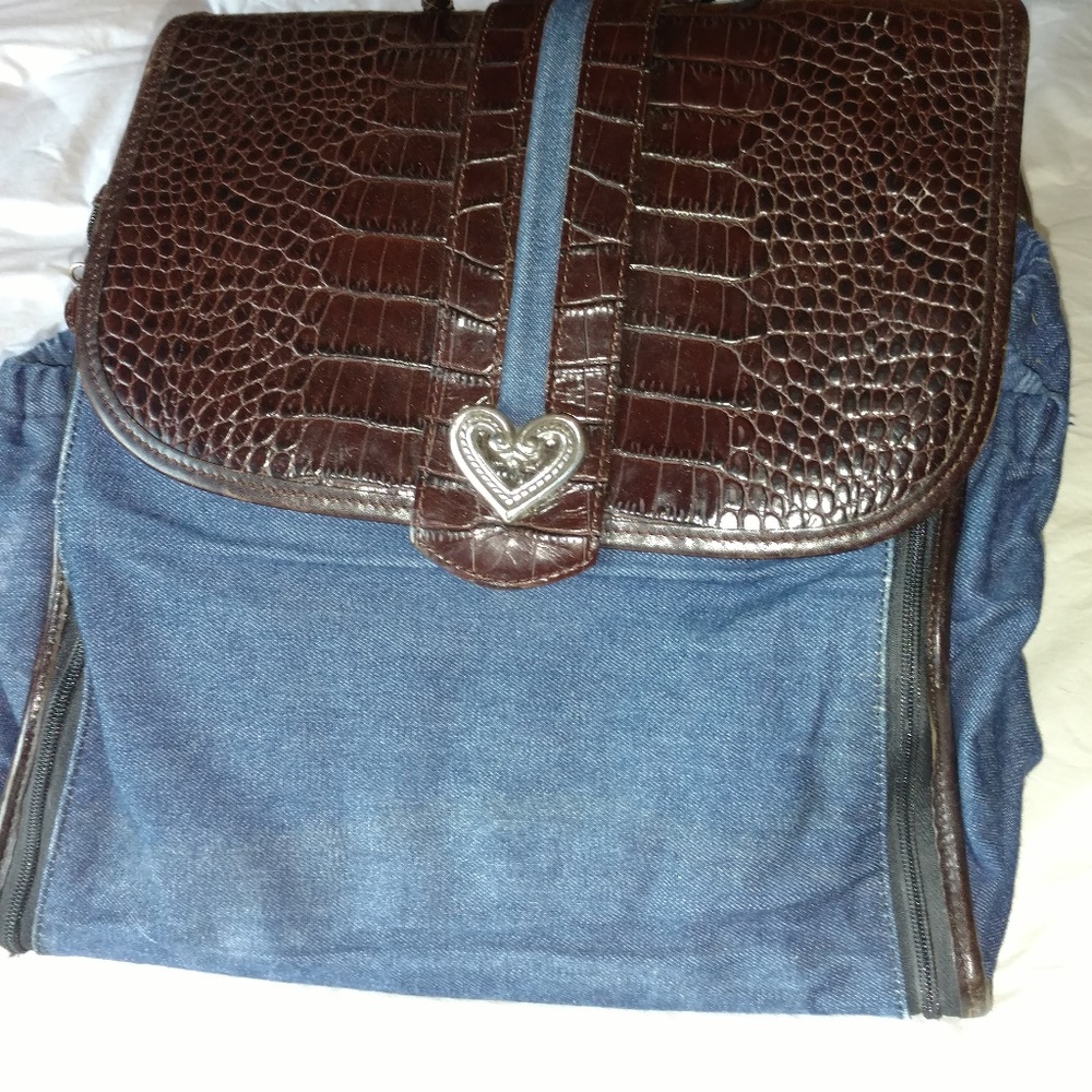 Brighton Denim/Leather Diaper Backpack Bag